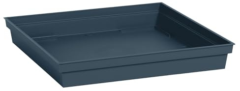 EDA - Soucoupe Carrée Toscane 32,6 cm - pour Pots de Fleur Carrés Toscane réf 13627-13628 - 13635 et 13639-32,6 x 32,6 x H.4,9 cm - Bleu Jean