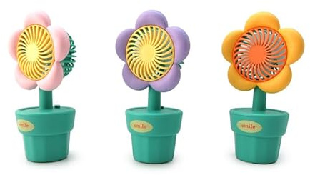Puckator Mini ventilateur de pot de fleurs rechargeable par USB – Portable portable et portable Turbo rose – Ventilateur silencieux à manivelle manuelle – Cool Handy Camping Festival Essentials