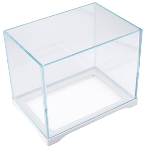 Mikikit Mini Aquarium Fish Tank, High Clarity Glass Terrarium, 23cm Small Cube Ecology Fish Tank for Home Decoration and Desktop Use