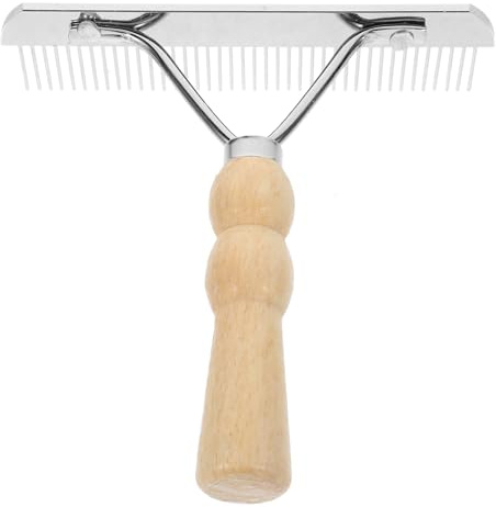 FIXOSHEE Pferdeputzkamm aus Rostfreiem Material mit Holzgriff Ergonomische Pferdebürste für Tierpflege Langlebig und Rutschfest zur Fellreinigung und Durchblutungsförderung bei Großen