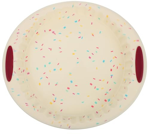 ULTECHNOVO 12-inch Candy Color Silicone Savarin Cake Mold with Removable Bottom, Non-Stick Household Baking Pan for Savarin Cake and Dessert, Washable Ring Mold Suitable for Home Random Color