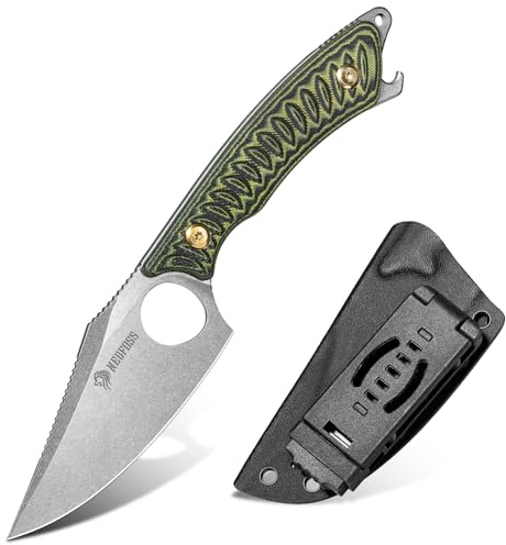 NedFoss CATFISH Jagdmesser 42a Konform, 8.5cm 14C28N Stahl Survival Messer | Full Tang EDC Messer mit Verstellbarer Clip & G10 Griff, Outdoor Messer mit Kydexscheide, Legales Feststehendes Messer