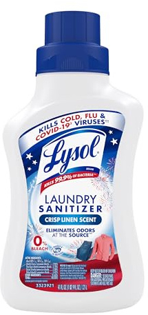 Lysol Disinfectant Laundry Sanitizer & Scent Booster, Laundry Detergent Additive, Color Safe Bleach Alternative, Laundry Odor Eliminator, Kills Bacteria & Viruses, Crisp Linen Scent, 41 Fl Oz Liquid