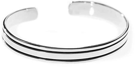 Windalf Vikings Armreif NORCA Ø 6.5 cm Black Lines Freunschafts-Armschmuck 925 Sterlingsilber