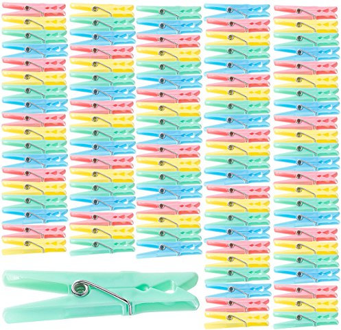 PEARL Wäscheklammern Plastik: Bunte Wäscheklammern aus Kunststoff, 100 Stück in 4 Farben, 7 cm (für Wäscheständer, für Camping, Wäscheleine)