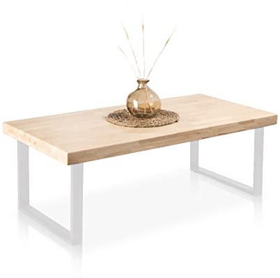 Adec Group duehome | Natural, Mesa de Centro, Mesita de Comedor, Color Roble Salvaje y Blanco, Medidas: 60 cm (Ancho) x 120 cm (Largo) 43,5 cm (Alto)