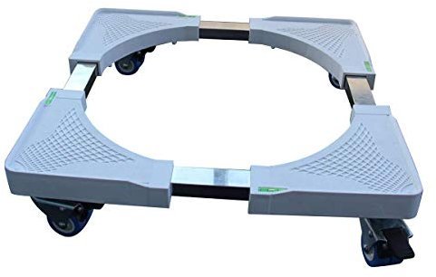 TOPWAY Base Lavadora Soporte Lavadora Secadora Móvil Ajustable 52cm -72cm, 300kg Carga, Multifuncional con Ruedas Giratorias de Freno de Bloqueo 4 × 2 para Lavadora, Secadora y Refrigerador