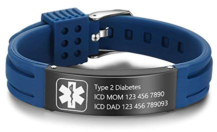 Personalizzata Avviso medico Braccialetto per Donne,Silicone Gruppo musicale Emergenza Avviso medico Uomini Braccialetti,ID ufficiale polsino con Avviso medico Badge,su misura inciso Testo