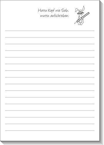 BeWeSt 10 x Notizblock Hattu Kopf wie Sieb Hasenblock DIN A6 je 50 Blatt, liniert, s-w