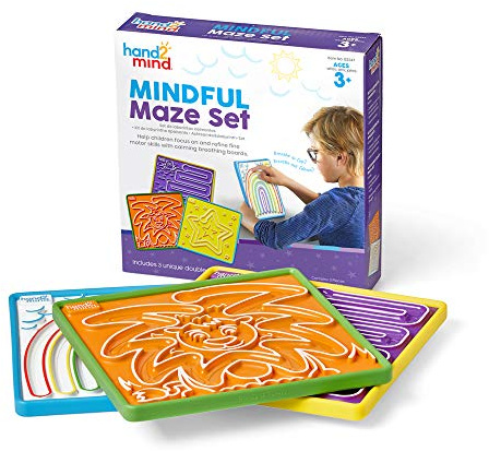 Learning Resources Achtsamkeitslabyrinth-Set, 6 Atemtafeln zum Nachfahren mit dem Finger, spiele für autistische kinder, adhs spielzeug, Beruhigungsspielzeug für zu Hause oder im klassenraum