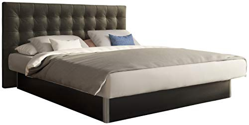 SuMa - Doppelwasserbett 180x200 dual freistehend m. Sockel schwarz und Kopfteil Nuevo, Farbe Carbon 180x200 cm