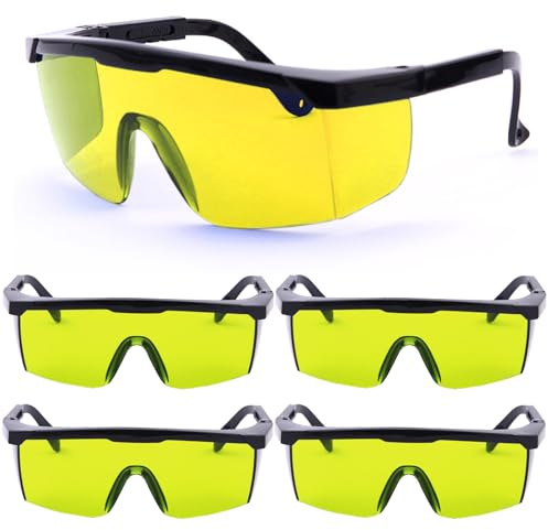 Paquete de 5 gafas de seguridad para láser, 190 nm - 540 nm OD 5+, gafas protectoras para grabador láser, protección ocular para el trabajo [amarillo]