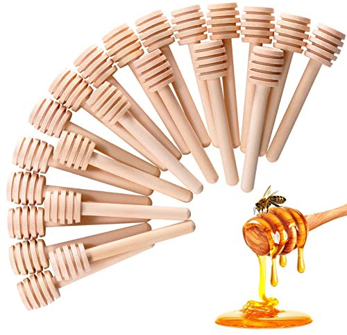 100 Pcs Honey Dipper Sticks, 3 inch Mini Wooden Honeycomb Stick, Small Honey Spoons Stirrer Stick for Honey Jar Dispense Drizzle Honey and Wedding Party Favors Gift