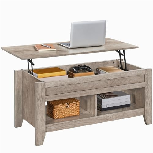 Yaheetech Mesa Centro Elevable de Madera Mesa de Café para Salón