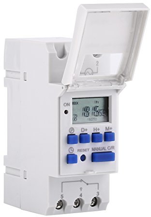 Jadeshay Zeitschaltuhr, 12V Zeitschaltuhr Hutschiene Programmierbare Schaltuhr Relaiszeit 24 Stunden Zeitschaltuhr Relais mit LCD