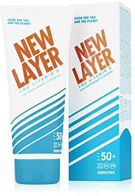 NEW LAYER Sonnencreme Sensitiv | LSF 50+ | Pro Vitamin D | Frei von Mikroplastik | Reef-friendly | Frei von Octocrylenen | Wasserfest | Klimaneutral (200ml) (LSF50+ sensitiv)