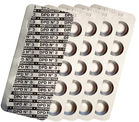 harren24 Photometer Testtabletten Chlor DPD1, DPD3, Aktivsauerstoff DPD4, pH-Wert Phenol Red, Alkalinity M, CYA, Poollab Wassertester 50x 100x 250x 500x (DPD3 / 50x)