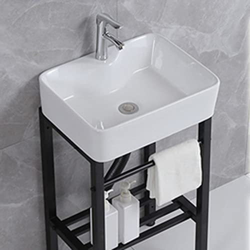Lavabo In Ceramica Lavatoio da Giardino Campeggio Lavabo di Utilità con Rubinetto con Rubinetto Caldi e Freddi Lavandino Multifunzionale per Garage e Cortile,Ristorante,Lavando Lavello Lavanderia ( Co