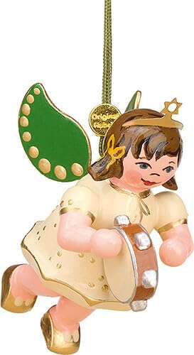 Hubrig Volkskunst GmbH Christbaumschmuck Engel mit Tamburin - 6 cm