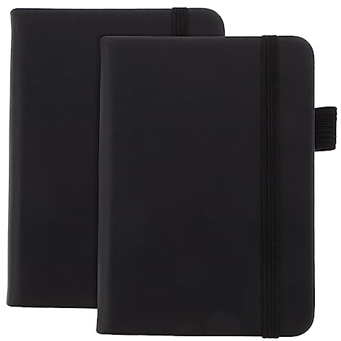 NUOBESTY 2 Stück Kleines Notizbuch aus Leder im Taschenformat Tragbarer Notizblock für Geschäftszwecke 2stücke mit Papier Schwarz für Büro und Zuhause Geeignet