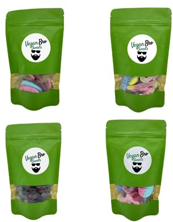 Vegan Bro MINI BAG BUNDLE I Probierpaket 4x vegane MINI BAGs in den Sorten SAUER, SÜß, GEMISCHT & LAKRITZ vegane Fruchtgummis perfekt zum verschenken
