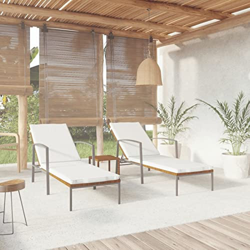 BaraSh Sonnenliegen 2 STK. mit Tisch Poly Rattan Braun Saunaliege Campingliege Sonnenliege Klappbar Sonneninsel