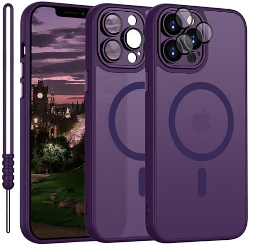 YUANDMI für iPhone 13 Pro Max Hülle kompatibel mit MagSafe Dunkel Violett | Handyhülle für iPhone 13 Pro Max Magnetisch Matte Touch Kameraschutz, rutschfest Kratzfest Schutz Stoßfest