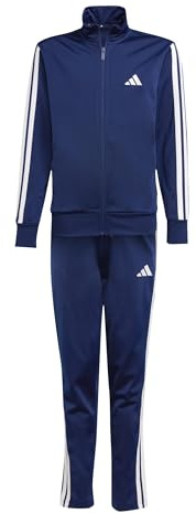 adidas Unisex - Bambini e ragazzi ESSENTIALS CLIMACOOL STRIPES TRACKSUIT, dark blue/white, 15-16 Years