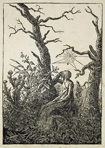 MNMSBFXQ Ölgemälde Leinwandbilder Bild Poster Kunstdrucke Die Frau mit dem Spinnennetz unter den blattlosen Bäumen von Caspar David Friedrich Drucken Ölgemälde für Wanddekoration 60x90cm