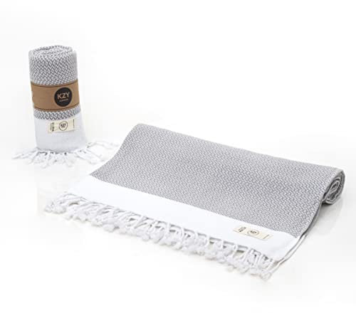 KZY LONDON Saunatuch Hamamtuch Saunahandtuch Strandtuch Badetuch Duschtuch Strandhandtuch Picknickdecke%100 Baumwolle Extra Leicht XXL 90 x 180 cm Damen&Herren (Silbergrau)