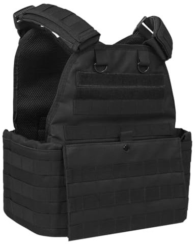 WARTECHGEARS Taktische, gepolsterte, voll verstellbare Weste, Schwarz, Einheitsgröße