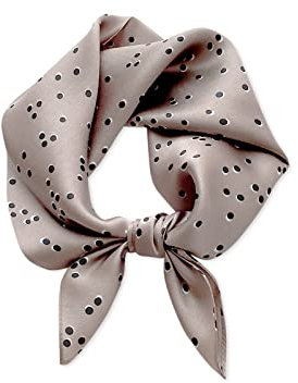 TQVLNMCR Retro-Seidenschals for Damen, klassischer quadratischer Schal mit Punktemuster, Tuschmalerei-Serie, weiches Halstuch aus Satinseide, Kopfschmuck, Haarband(Taupe)