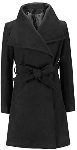 Generisch Mantel Damen Winddicht Warm Wintermantel Übergangsmantel Einfarbige Winter Revers Windjacke Outdoorjacke Elegante Lang Wollmantel Trenchcoat Braun Schwarz Outwear Damenmantel