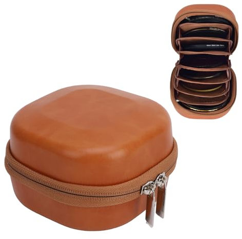 Yoidesu Camera Filter Bag Vintage PU Leather 8 Layers Storage Organizer Water and Shock Proof Protective Pouch for ≤95mm Filters