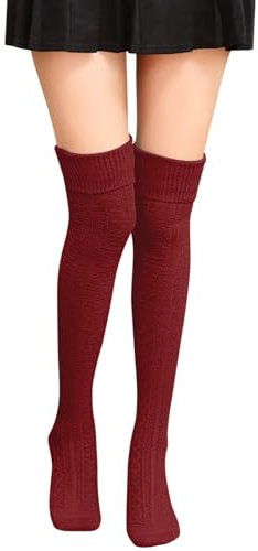 Damen Overknees Strümpfe Winter Kniestrümpfe Strick Thigh Highs Lange Socken Kniesocken Mädchen Knee High Socks Warm Wintersocken Damen-Kniestrümpfe Stricksocken