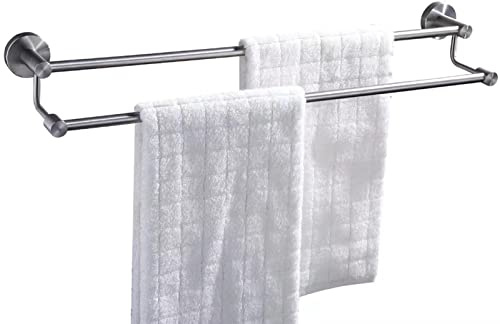 PLMNBQWE Porte-Serviettes Double 70 cm 80 cm 90 cm 100 cm, Porte-Serviettes Mural en Acier Inoxydable pour Salle de Bain, Porte-Serviettes argenté (Multicolore)