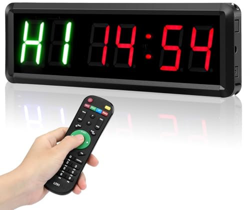 Fitness Minuteur Minuterie LED avec télécommande progmable de 1.5 pouces, minuterie d'intervalle, minuterie Gara, horlo d'entraînement sportif, minuterie de gymnastique pour salle de gym à domicile en