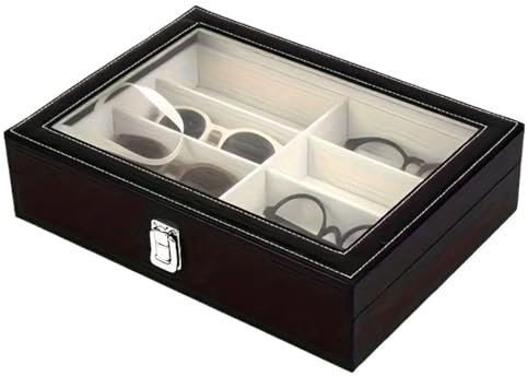SHAOYI Brillenbox Multifunktionale Sonnenbrillen-Aufbewahrungsbox, Brillen-Display-Box for Herren und Damen, Aufbewahrungsbox for Schmuckuhren aus PU-Leder Brillenkoffer