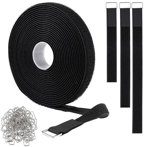 Klettband selbstklebend 2cmx10m mit 50 Metallschnallen, Extra Stark Haftend, Freie Schnittlänge,für klett kabelbinder,Familie,Arbeitszimmer,camping zubehör