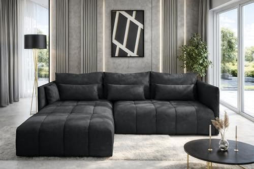 AXLIVING Eckcouch Grau Ecksofa mit Schlaffunktion Bettkasten Cosmova