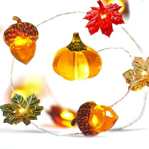 YUYWWAN Decorazioni Autunnali Luci, 3 Metri 30 LED Catene Luminose di Autunnali, Ghirlanda Luminose LED per Feste Autunnali, Halloween, Ringraziamento Decorazioni
