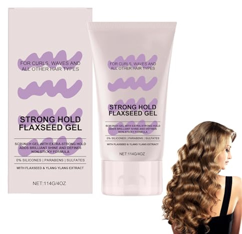 Strong Hold Flaxseed Gel Scrunch extra fort – Gel de lin à prise ferme pour des boucles définies et une brillance naturelle – Idéal pour la routine capillaire – Convient à la méthode bouclée – 114 g