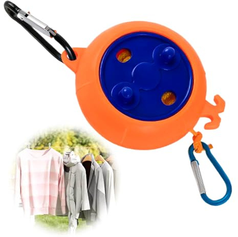 Retractable Washing Line 10m Portable Clothesline, Adjustable Anti-Wind Laundry Rope with Hooks, Lightweight ABS and Nylon Indoor Outdoor Drying Line for Travel Camping Garden Balcony Hotel
