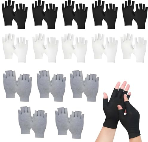 15 Pairs Cotton Gloves for Eczema, Anti Scratch Eczema Gloves, moisturising Gloves for Sleeping Spa Treatment Overnight Hydration(Black+Grey+White 5 Each)