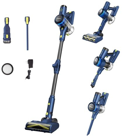 Vakume Aspirapolvere Senza Fili VK9 - Scopa Elettrica con Motore Brushless - Sensore Polvere Automatico - Batteria Rimovibile con Autonomia di 55 Min - Filtro HEPA 5 Strati, LED e Serbatoio di 0,8L