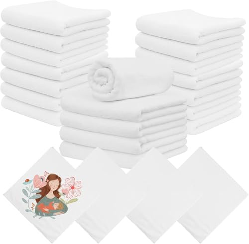 Malloom 20 Pack Sublimation Blank Towels Set, White Microfibre Dish Cloths for Heat Press Printing, Multi-Purpose Custom DIY Photo Gifts for Kitchen, Gym, Hotel, and Crafts, 30x30 cm