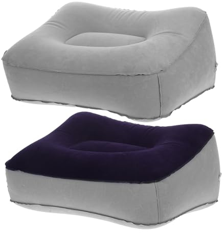 PLAFOPE Reposapiés Inflable Portátil de Pvc Flocking, Cojín Relajante para Pies para Viajes y Hogar, Fácil Inflado y Almacenamiento, 2 Unidades para Hombres y Mujeres