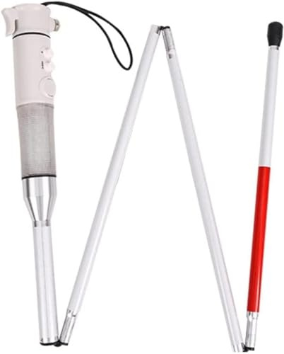 Blind Cane - Bastone da passeggio pieghevole intelligente con ausilio acustico e luminoso per problemi visivi - Walker LED per anziani