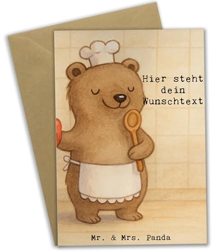Mr. & Mrs. Panda Personalisierte Karte Koch Leidenschaft Design - Geschenk, Spruch, Restaurant, Lustig, Chefkoch, Grußkarte, Grußkarten Personalisiert, individuelle, personalisierbar