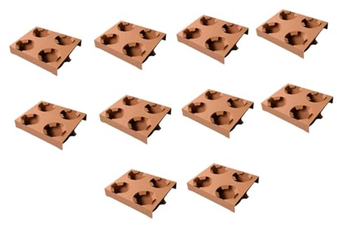 POPETPOP Portavasos de Papel Marrón para Café y Bebidas Calientes, Soporte Resistente de 4 Agujeros, Paquete de 10 Unidades para Restaurantes y Tiendas de Postres